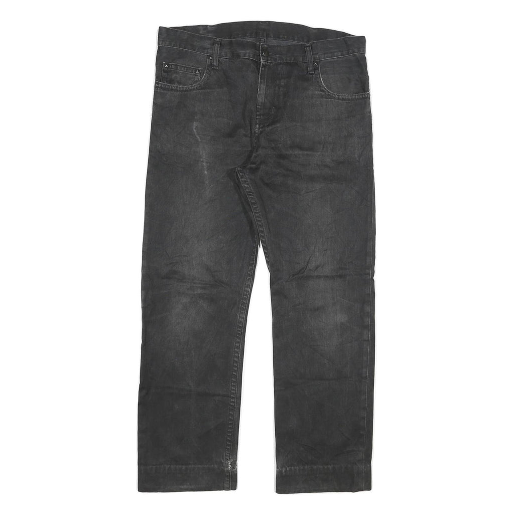 CARHARTT Mens Black Regular Straight Denim Light W36 L29 Cotton Blend Zip Jeans