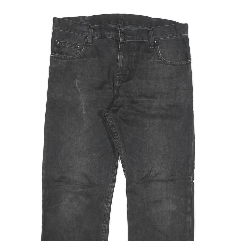 CARHARTT Mens Black Regular Straight Denim Light W36 L29 Cotton Blend Zip Jeans