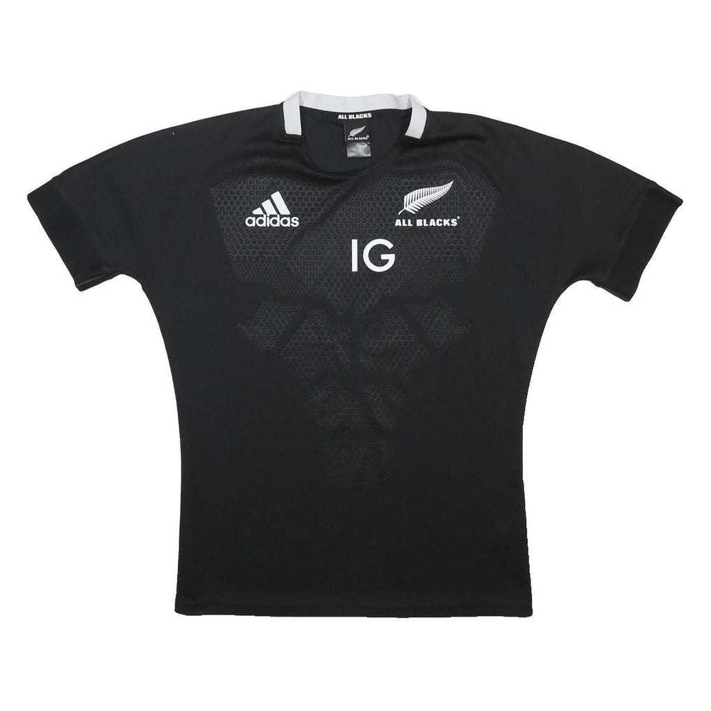 ADIDAS Mens Black All Blacks Rugby T-Shirt L Short Sleeve Crew Neck IG Logo