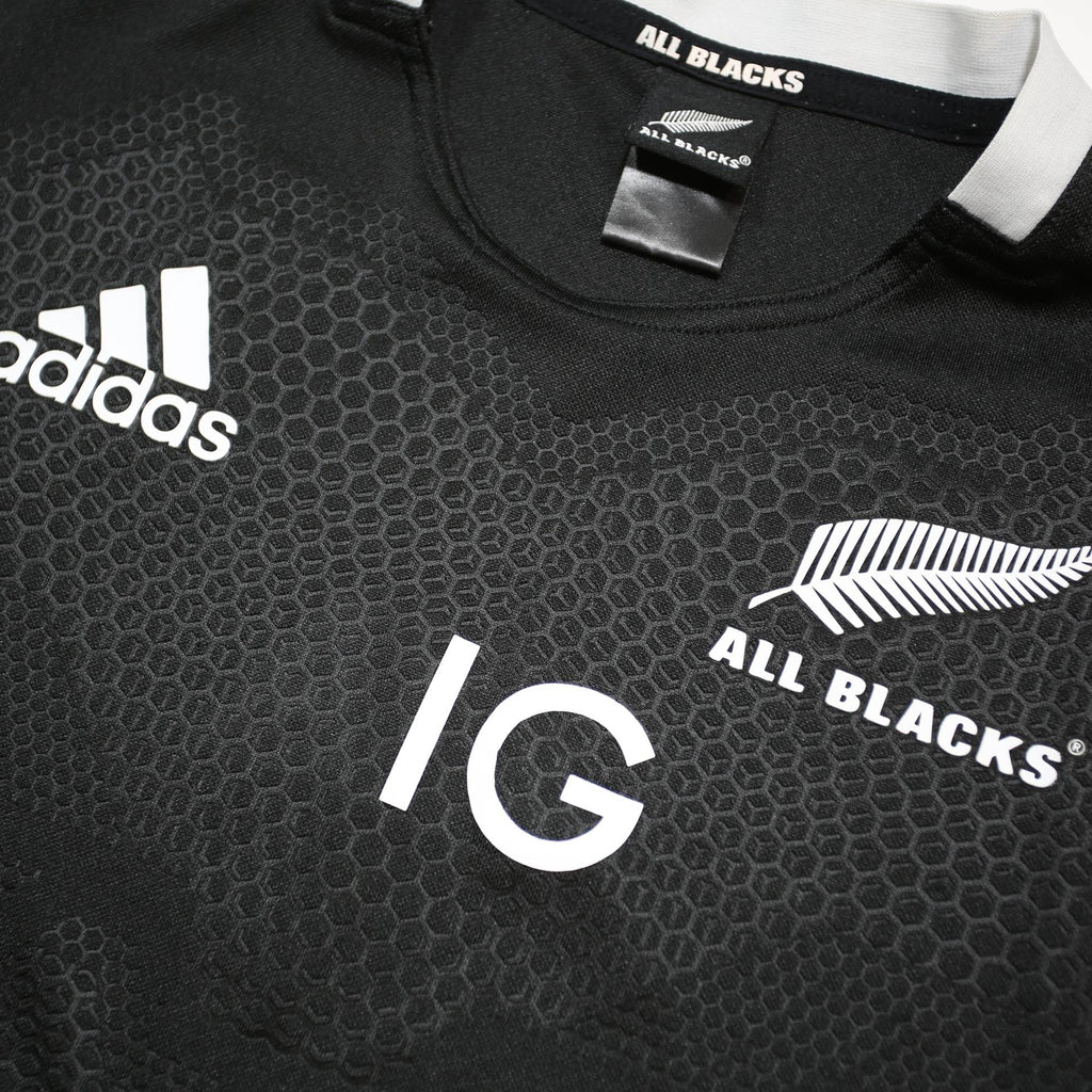 ADIDAS Mens Black All Blacks Rugby T-Shirt L Short Sleeve Crew Neck IG Logo