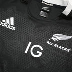 ADIDAS Mens Black All Blacks Rugby T-Shirt L Short Sleeve Crew Neck IG Logo