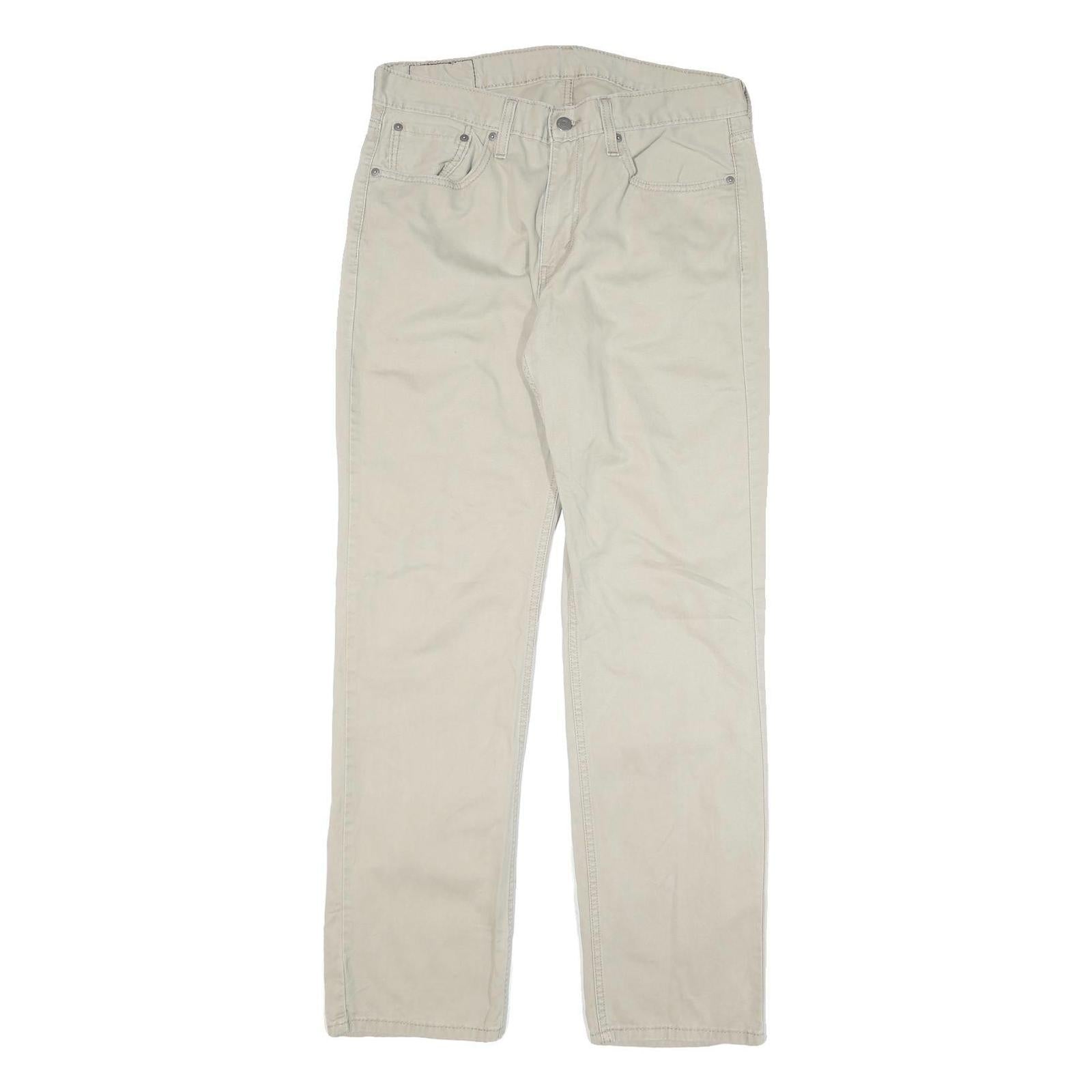 LEVI'S Mens Cotton Blend Beige Slim Straight Trousers W33 L32 Casual Wear