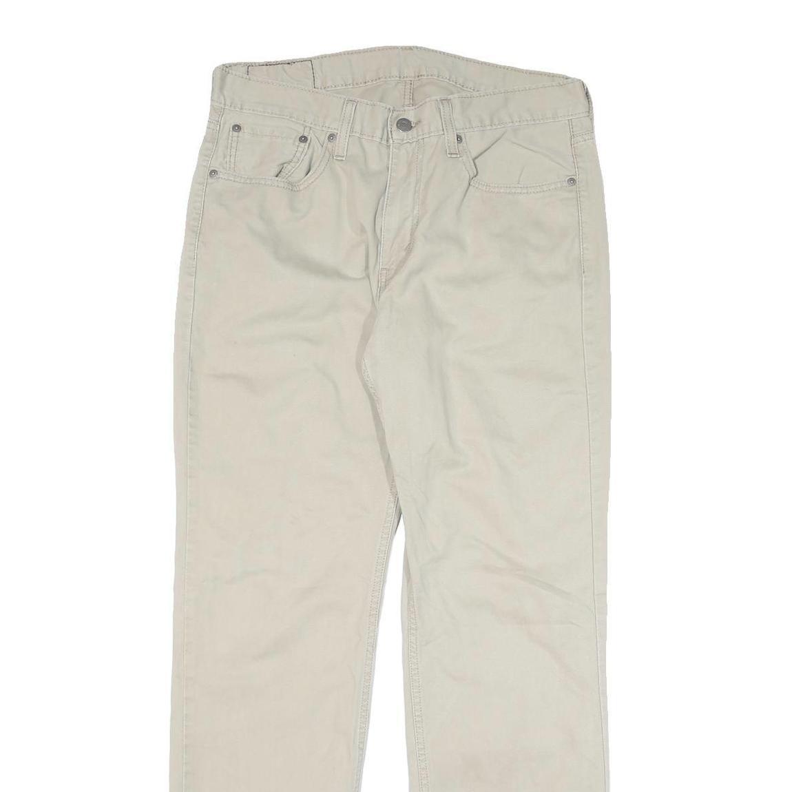 LEVI'S Mens Cotton Blend Beige Slim Straight Trousers W33 L32 Casual Wear