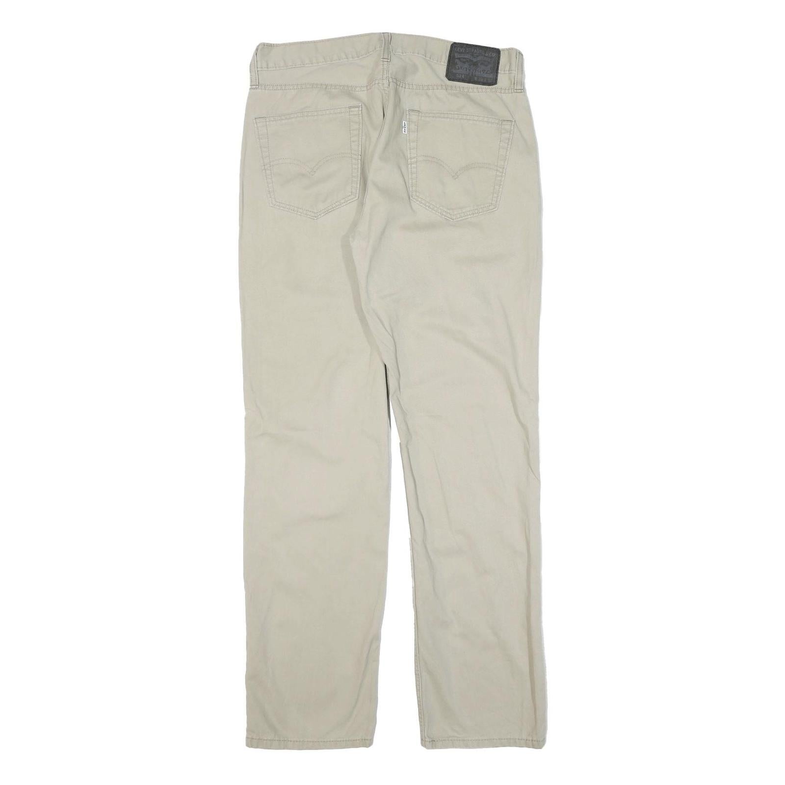 LEVI'S Mens Cotton Blend Beige Slim Straight Trousers W33 L32 Casual Wear
