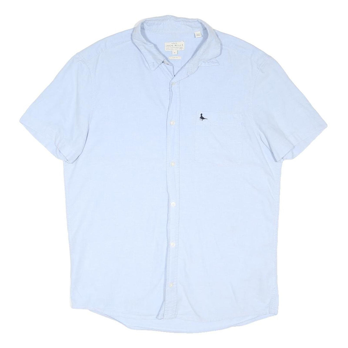 JACK WILLS Mens Light Blue Cotton Blend Short Sleeve Shirt M Casual Summer