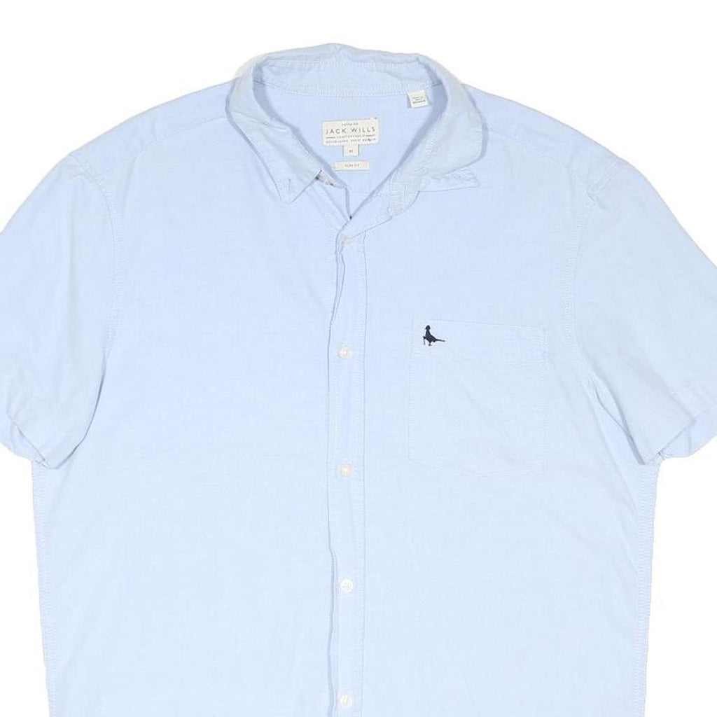 JACK WILLS Mens Light Blue Cotton Blend Short Sleeve Shirt M Casual Summer