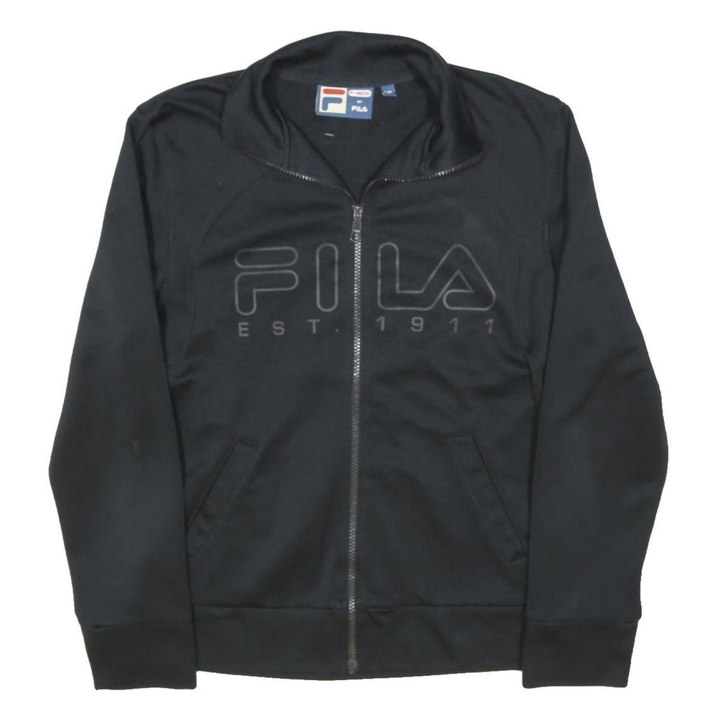 FILA Womens Black Jacket S Polyester Blend Plain Zip Sportswear Logo