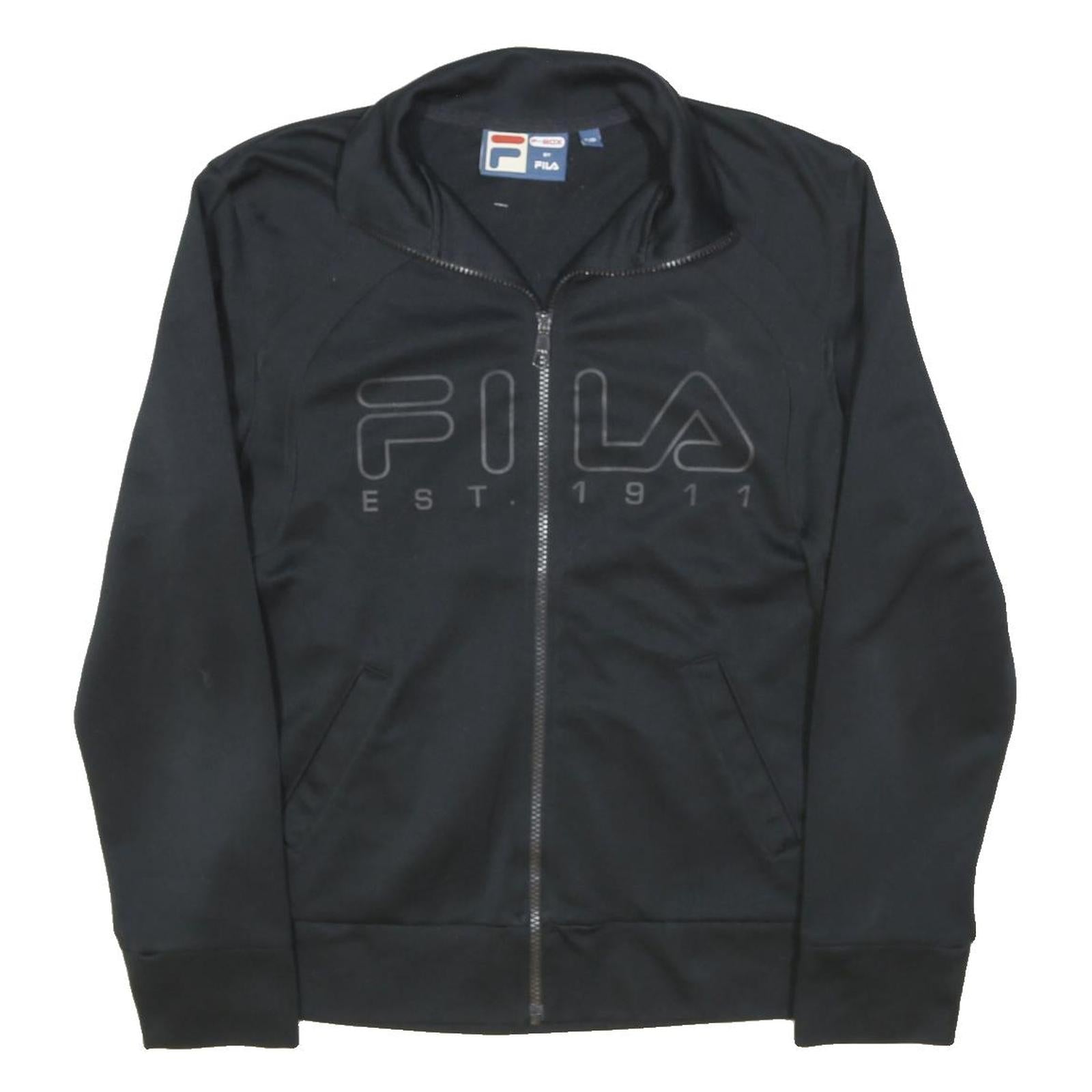 FILA Womens Black Jacket S Polyester Blend Plain Zip Sportswear Logo