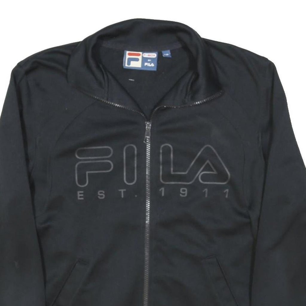 FILA Womens Black Jacket S Polyester Blend Plain Zip Sportswear Logo