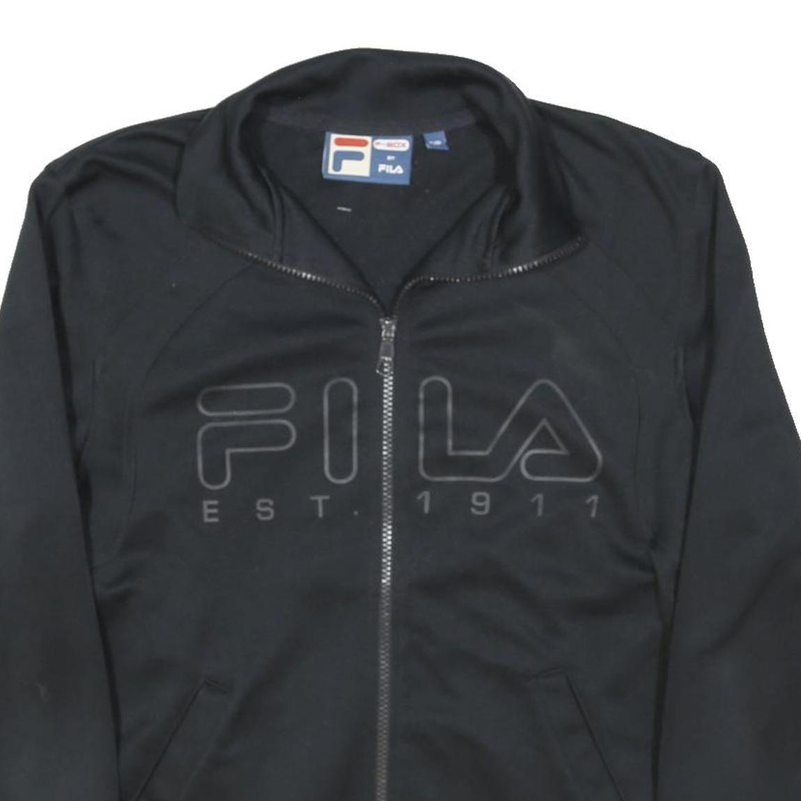 FILA Womens Black Jacket S Polyester Blend Plain Zip Sportswear Logo
