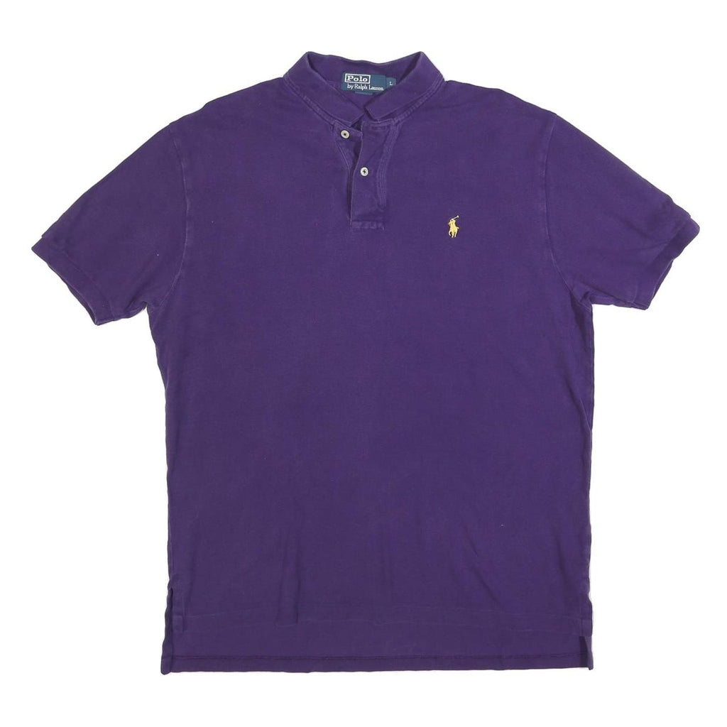 POLO RALPH LAUREN Mens Purple Short Sleeve Plain L Cotton Blend Polo Shirt