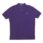 POLO RALPH LAUREN Mens Purple Short Sleeve Plain L Cotton Blend Polo Shirt