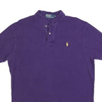 POLO RALPH LAUREN Mens Purple Short Sleeve Plain L Cotton Blend Polo Shirt
