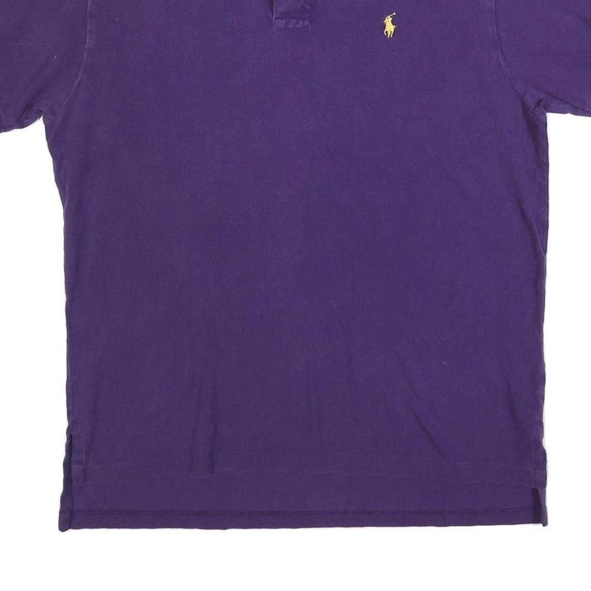 POLO RALPH LAUREN Mens Purple Short Sleeve Plain L Cotton Blend Polo Shirt