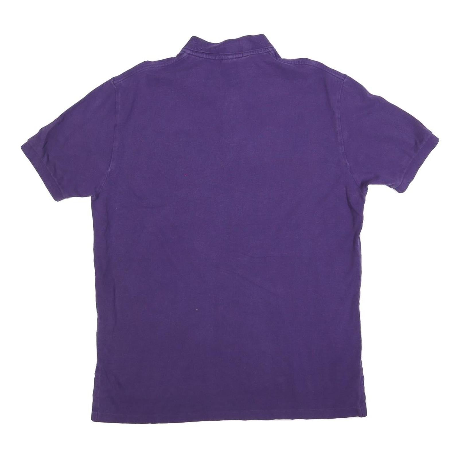 POLO RALPH LAUREN Mens Purple Short Sleeve Plain L Cotton Blend Polo Shirt