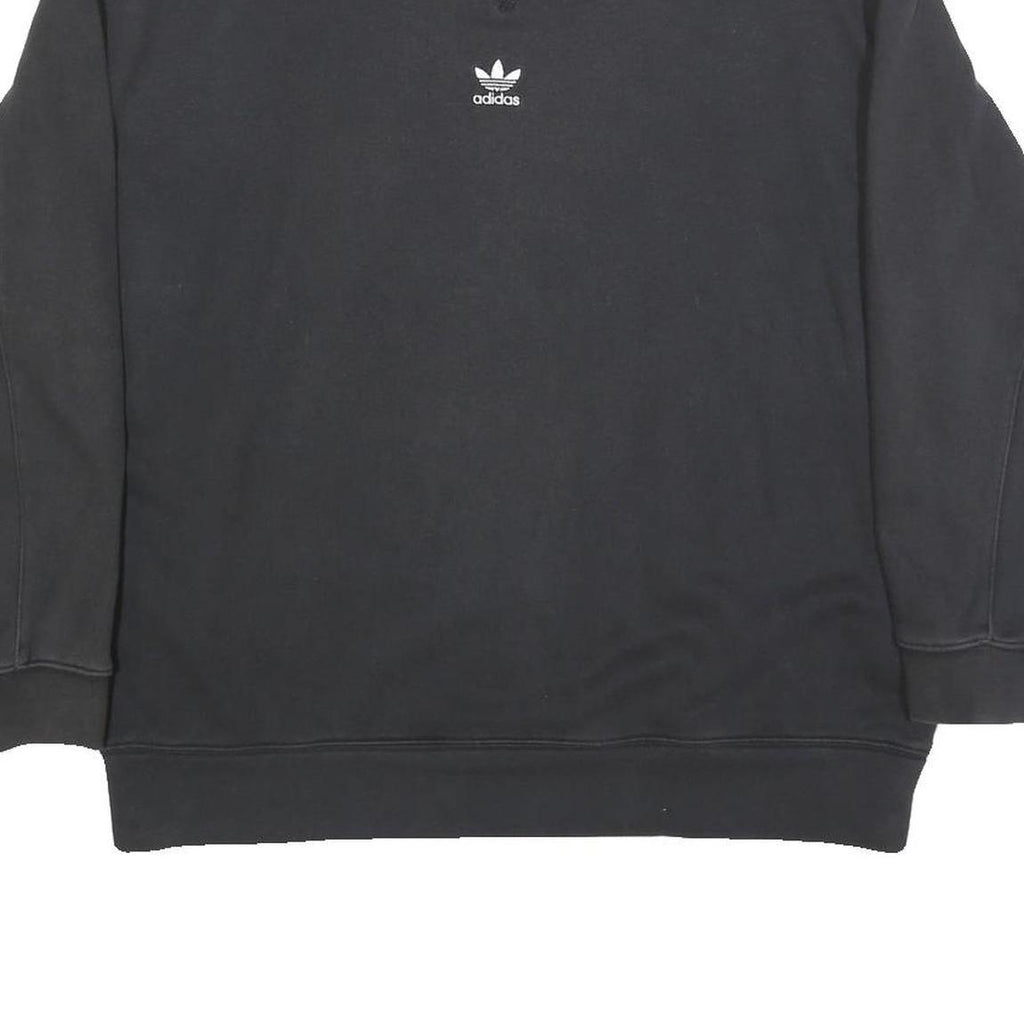 ADIDAS Womens Black Crew Neck Sweatshirt UK 6 Cotton Blend Casual Pullover