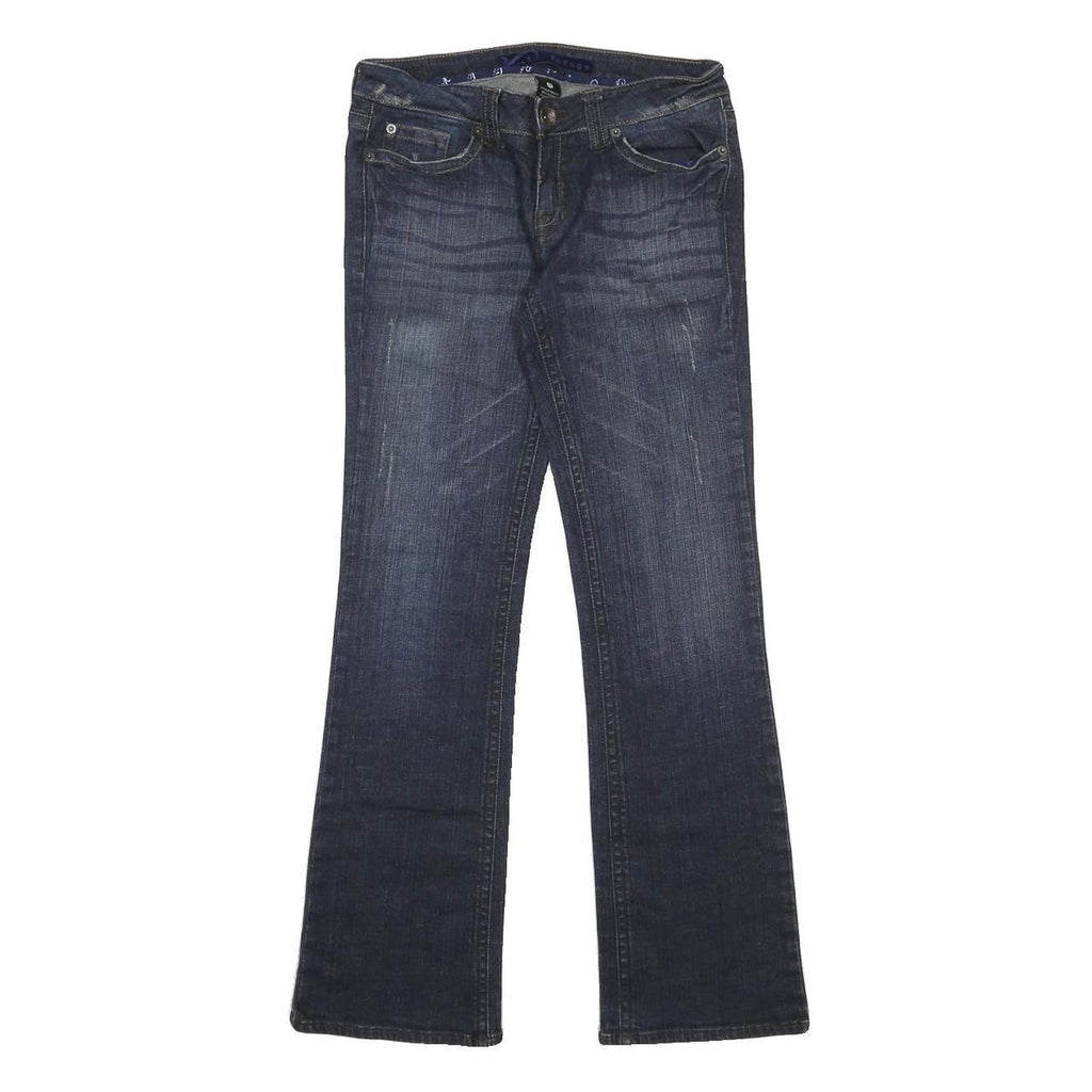 REFUGE Womens Blue Regular Fit Bootcut Denim Medium W28 L30 Cotton Blend Zip