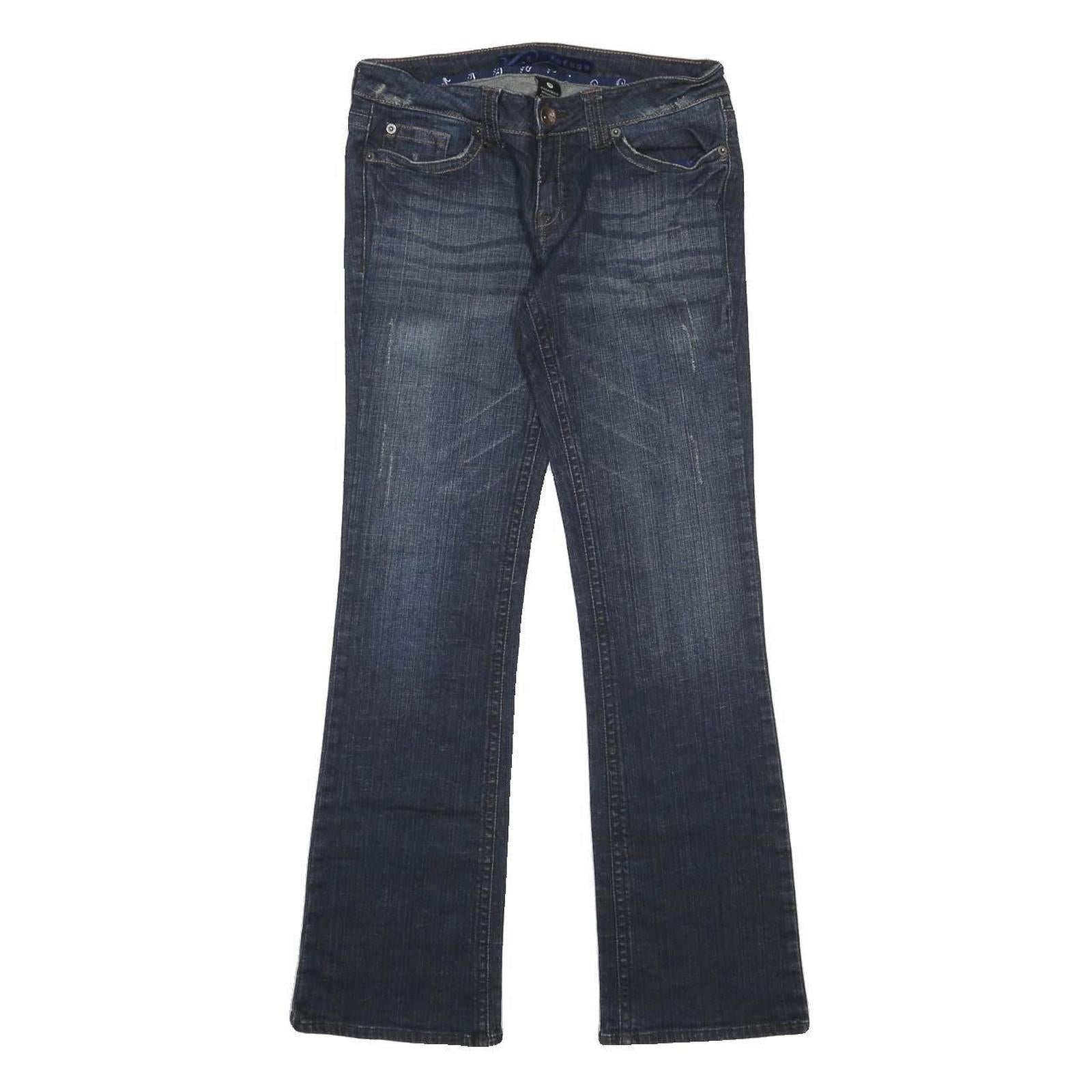REFUGE Womens Blue Regular Fit Bootcut Denim Medium W28 L30 Cotton Blend Zip