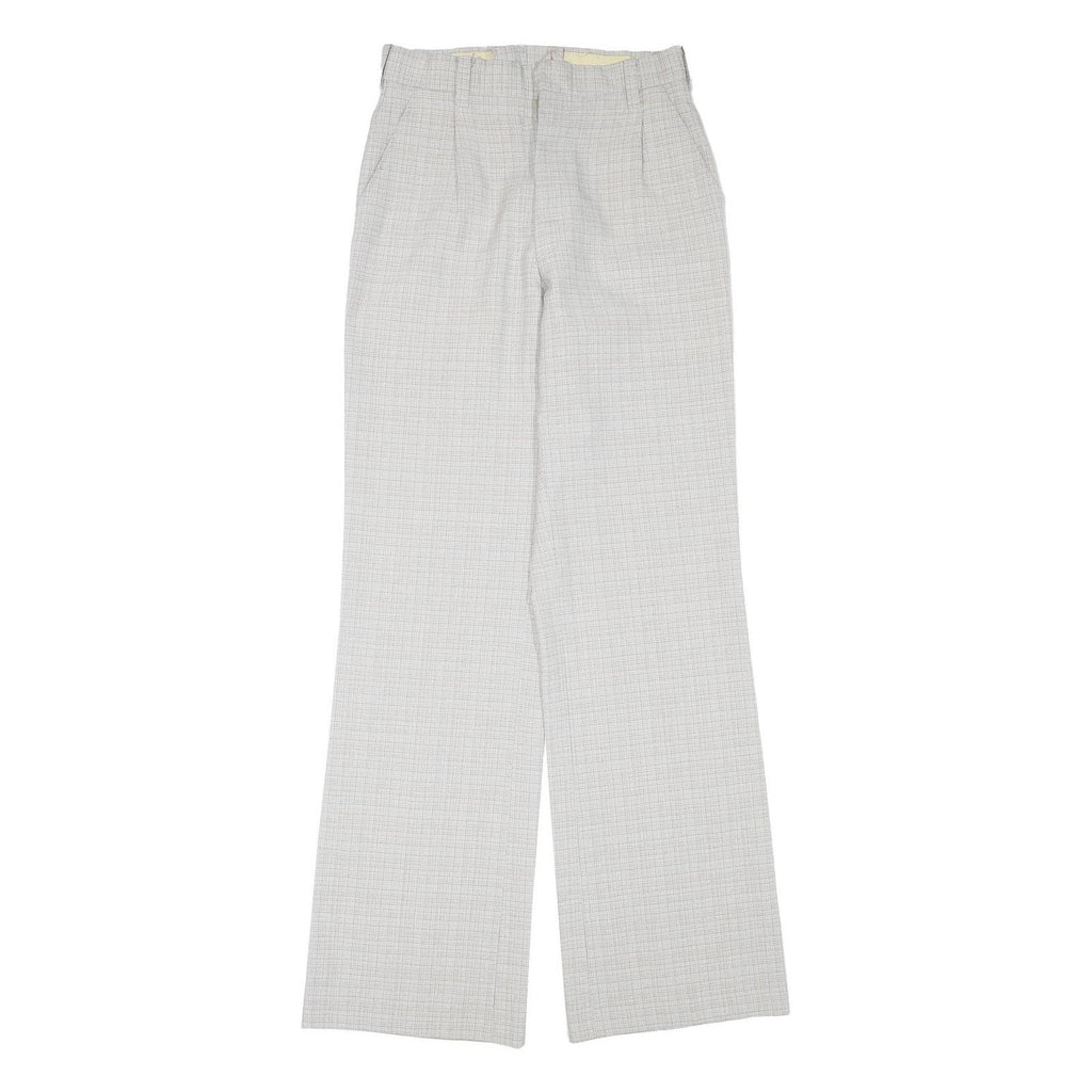 Womens Polyester Blend Relaxed Wide-Leg Trousers W27 L33 Checked Pattern Smart