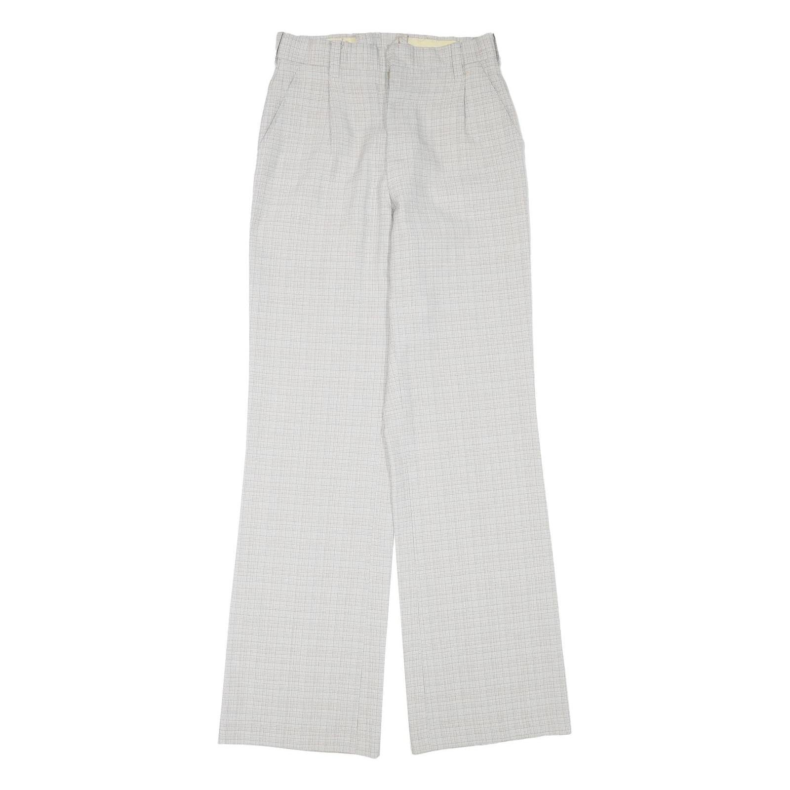 Womens Polyester Blend Relaxed Wide-Leg Trousers W27 L33 Checked Pattern Smart