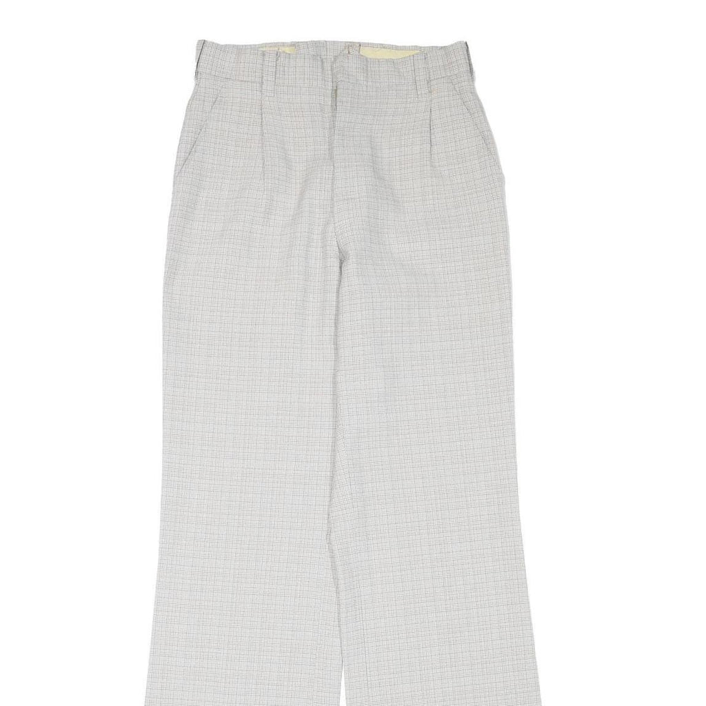 Womens Polyester Blend Relaxed Wide-Leg Trousers W27 L33 Checked Pattern Smart