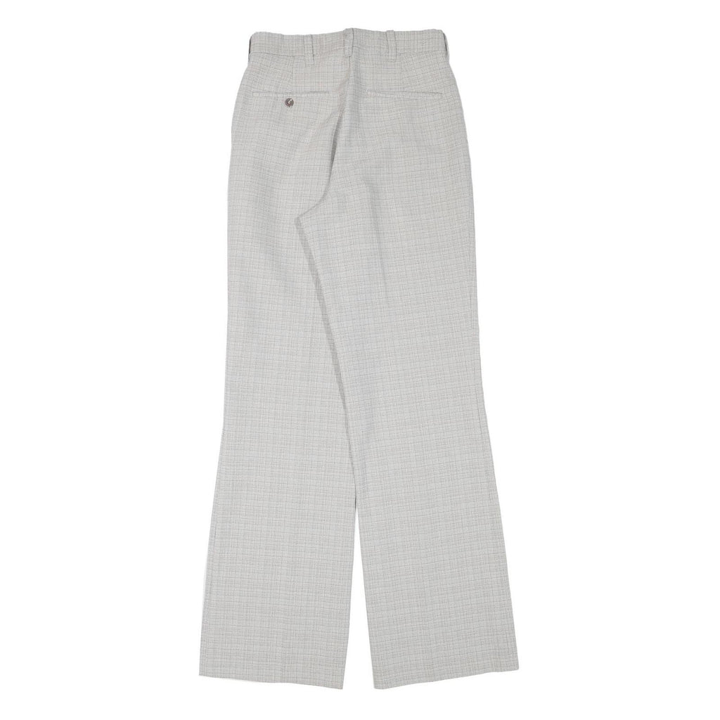 Womens Polyester Blend Relaxed Wide-Leg Trousers W27 L33 Checked Pattern Smart
