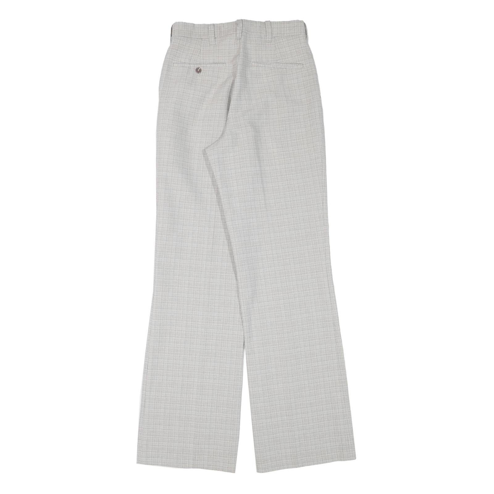Womens Polyester Blend Relaxed Wide-Leg Trousers W27 L33 Checked Pattern Smart