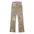 Womens Viscose Blend Beige Animal Print Regular Fit Straight Leg Trousers W26