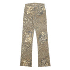 Womens Viscose Blend Beige Animal Print Regular Fit Straight Leg Trousers W26