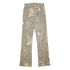 Womens Viscose Blend Beige Animal Print Regular Fit Straight Leg Trousers W26