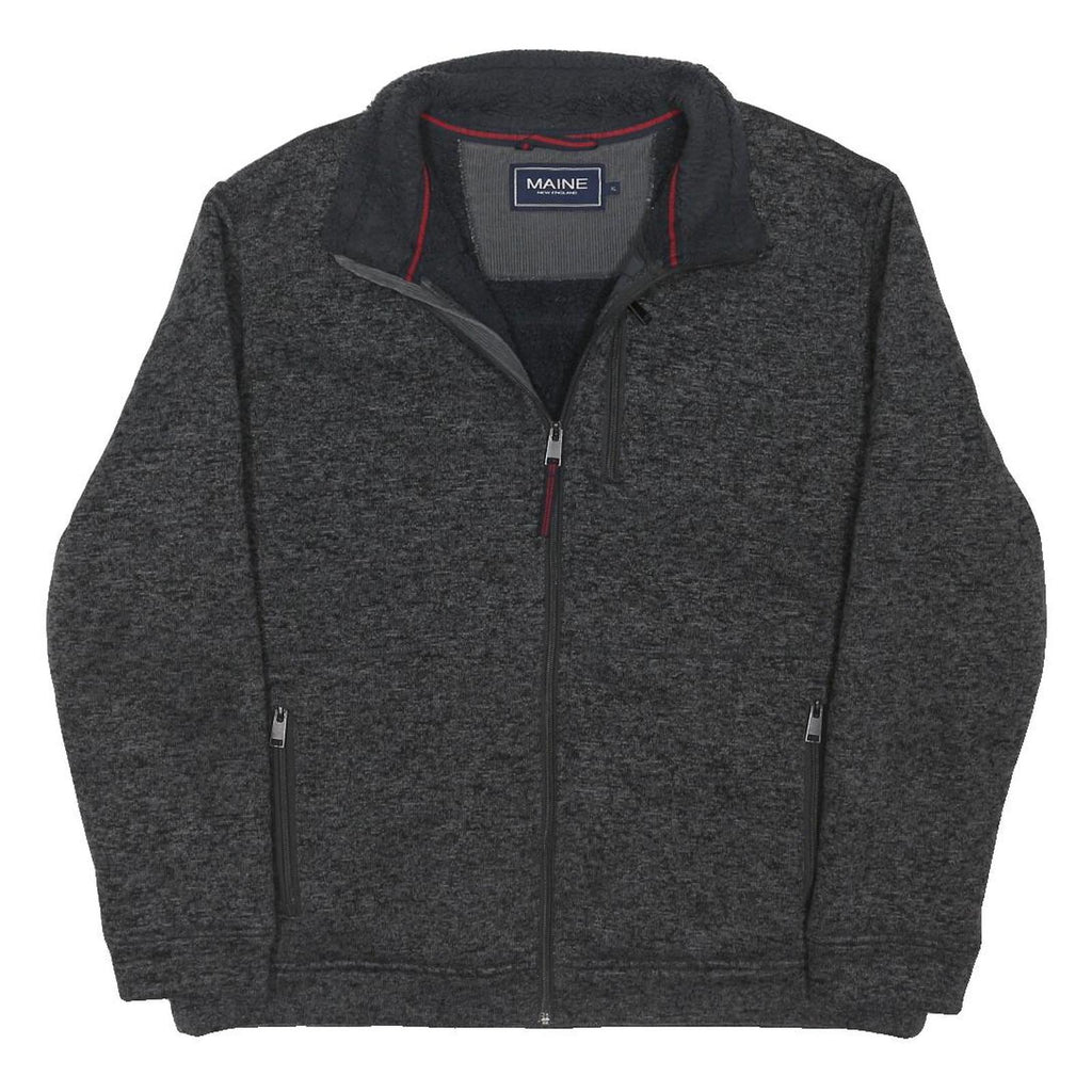 MAINE Mens Grey Jacket XL Polyester Blend Zip Plain Casual Warm
