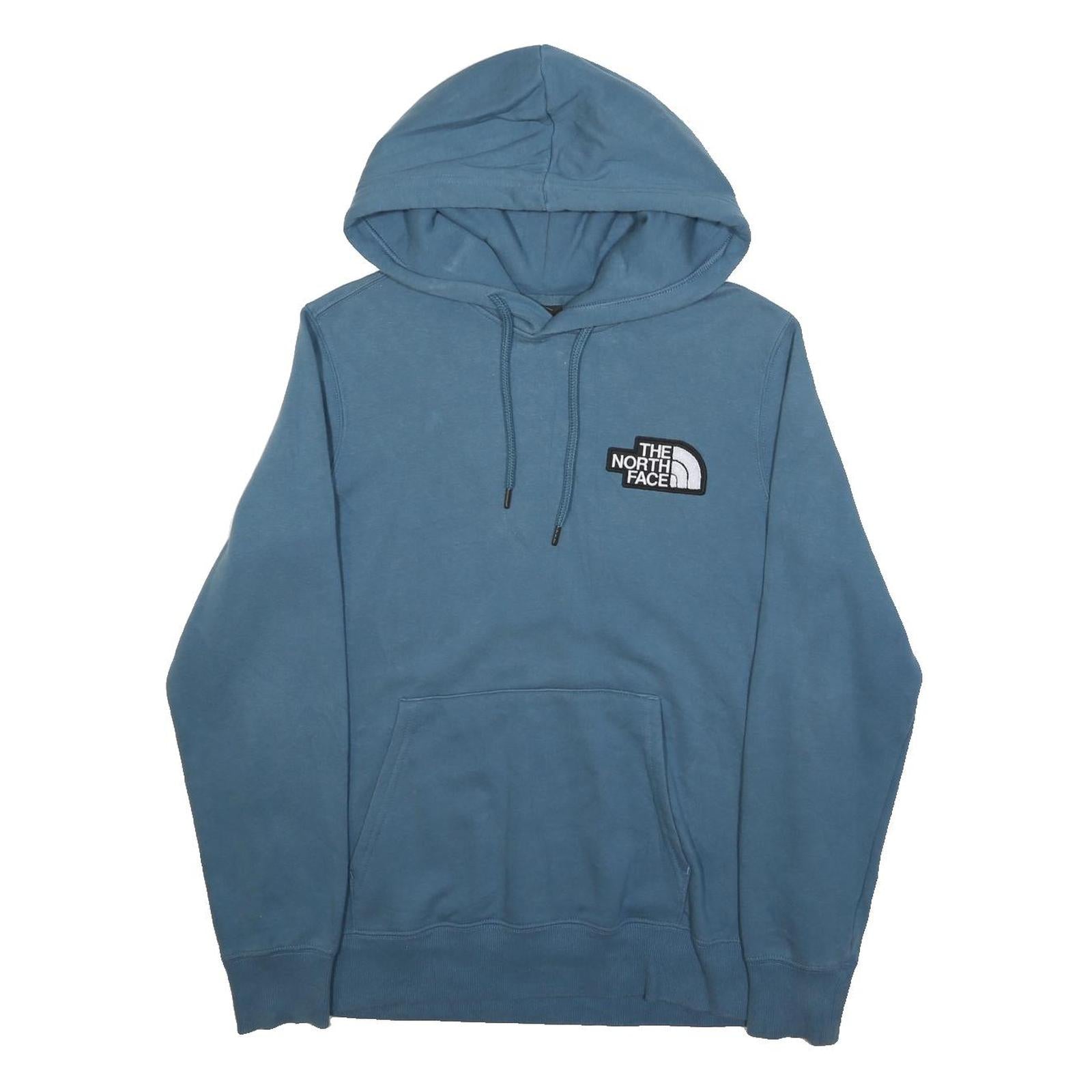THE NORTH FACE Womens Blue Hoodie M Cotton Blend Pullover Logo Sweatshirt