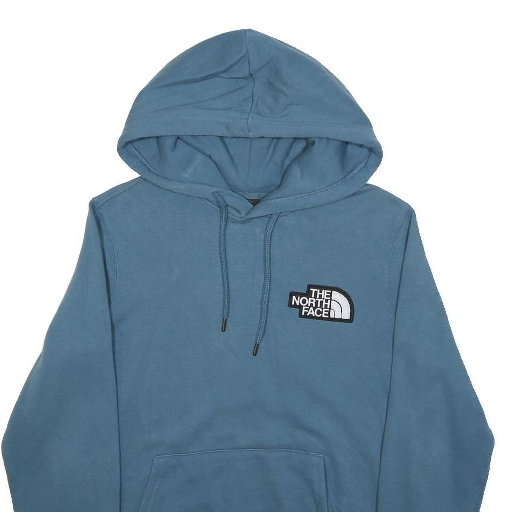THE NORTH FACE Womens Blue Hoodie M Cotton Blend Pullover Logo Sweatshirt