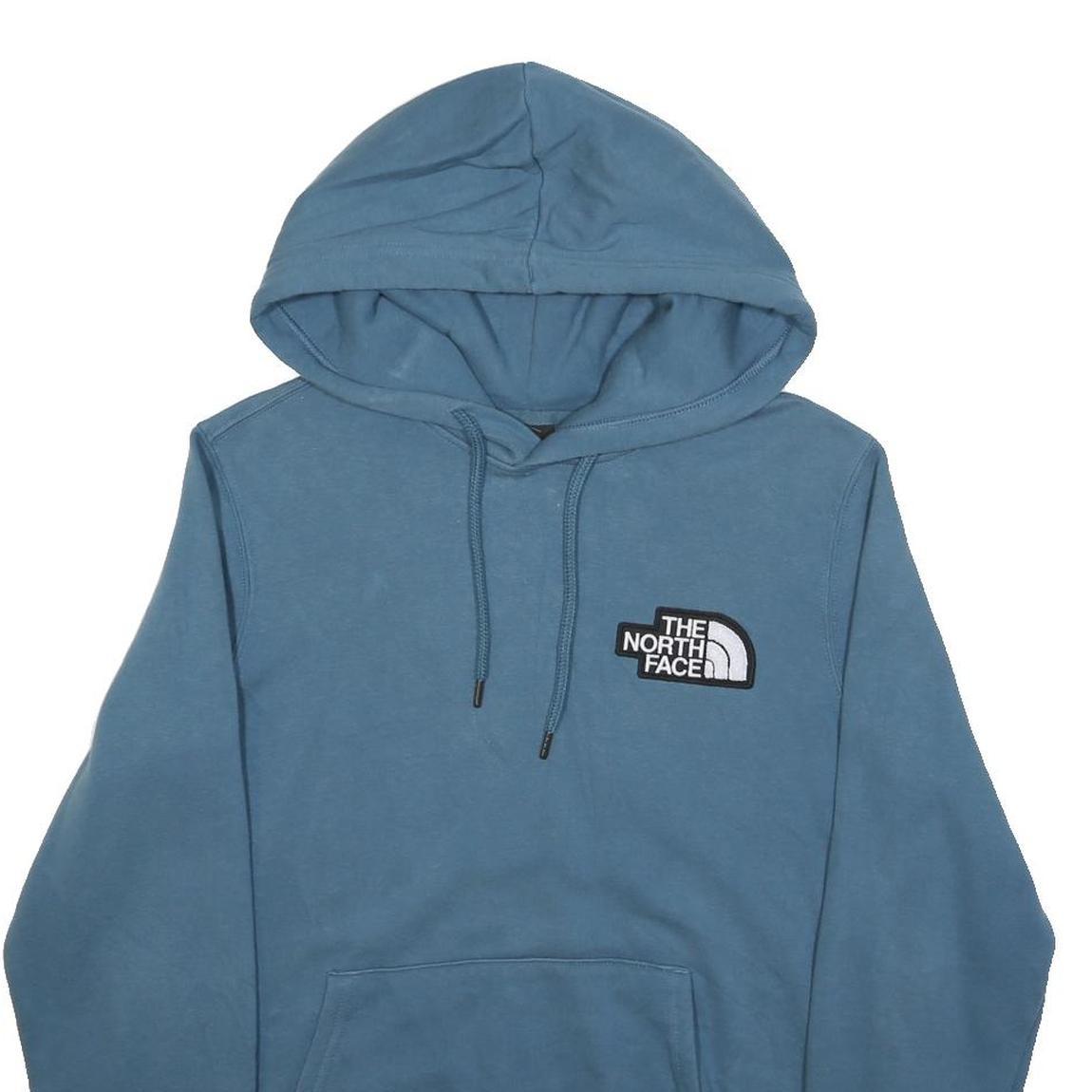 THE NORTH FACE Womens Blue Hoodie M Cotton Blend Pullover Logo Sweatshirt