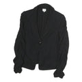 ARMANI COLLEZIONI Womens Black Cotton Jacket M Button Ruched Sleeves Tailored