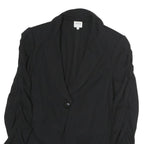 ARMANI COLLEZIONI Womens Black Cotton Jacket M Button Ruched Sleeves Tailored