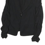 ARMANI COLLEZIONI Womens Black Cotton Jacket M Button Ruched Sleeves Tailored