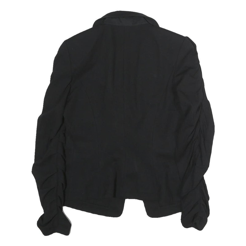 ARMANI COLLEZIONI Womens Black Cotton Jacket M Button Ruched Sleeves Tailored