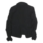 ARMANI COLLEZIONI Womens Black Cotton Jacket M Button Ruched Sleeves Tailored