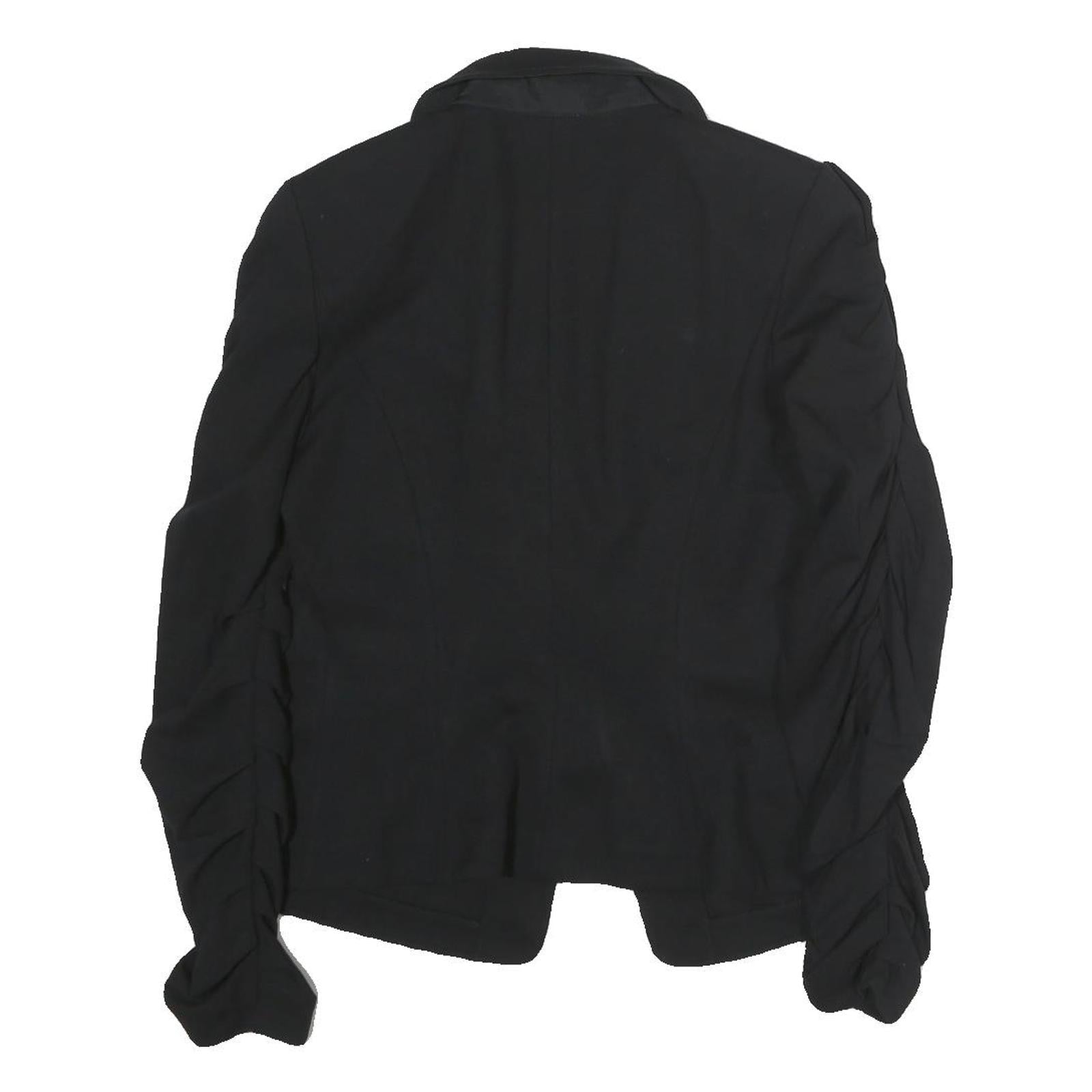 ARMANI COLLEZIONI Womens Black Cotton Jacket M Button Ruched Sleeves Tailored