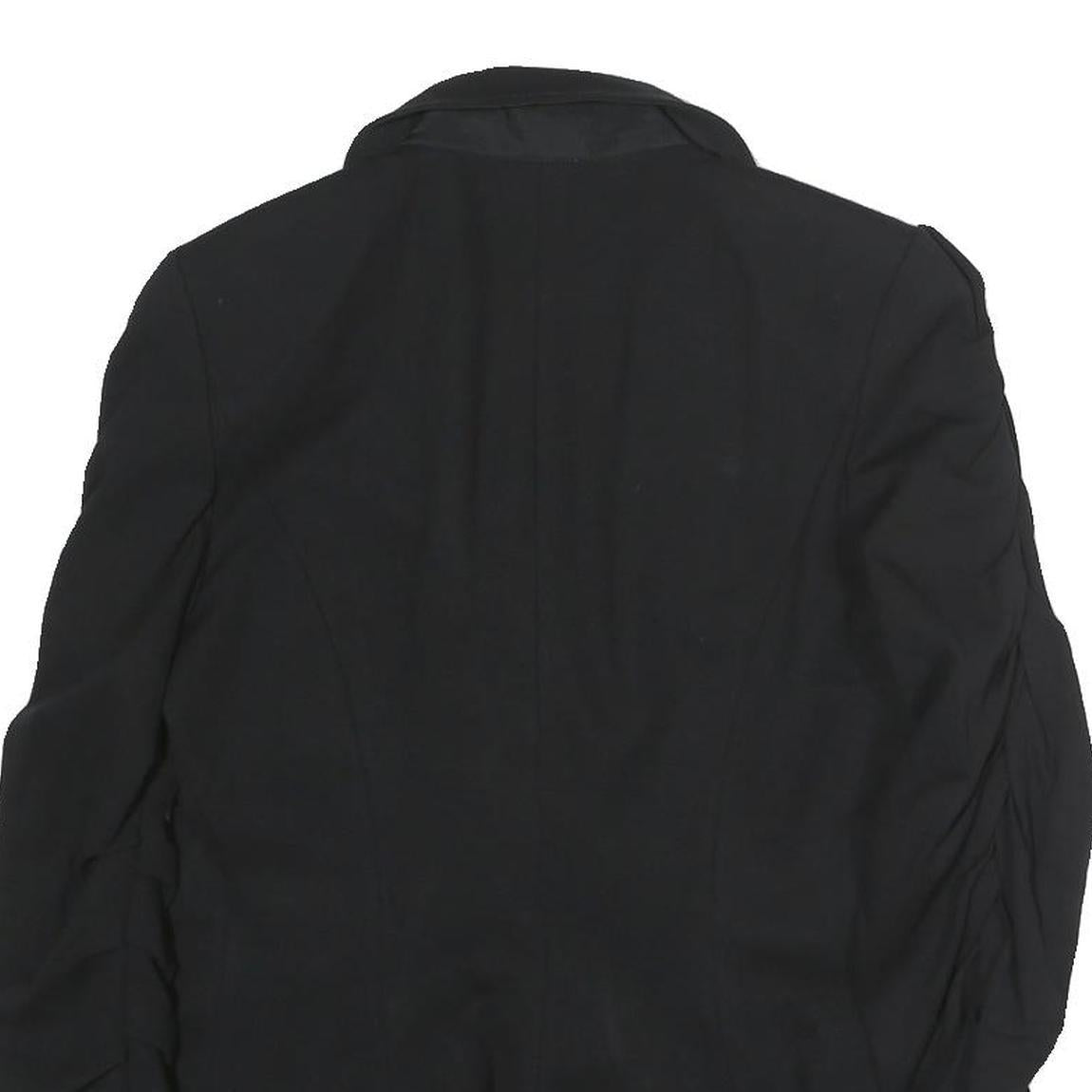 ARMANI COLLEZIONI Womens Black Cotton Jacket M Button Ruched Sleeves Tailored