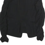 ARMANI COLLEZIONI Womens Black Cotton Jacket M Button Ruched Sleeves Tailored