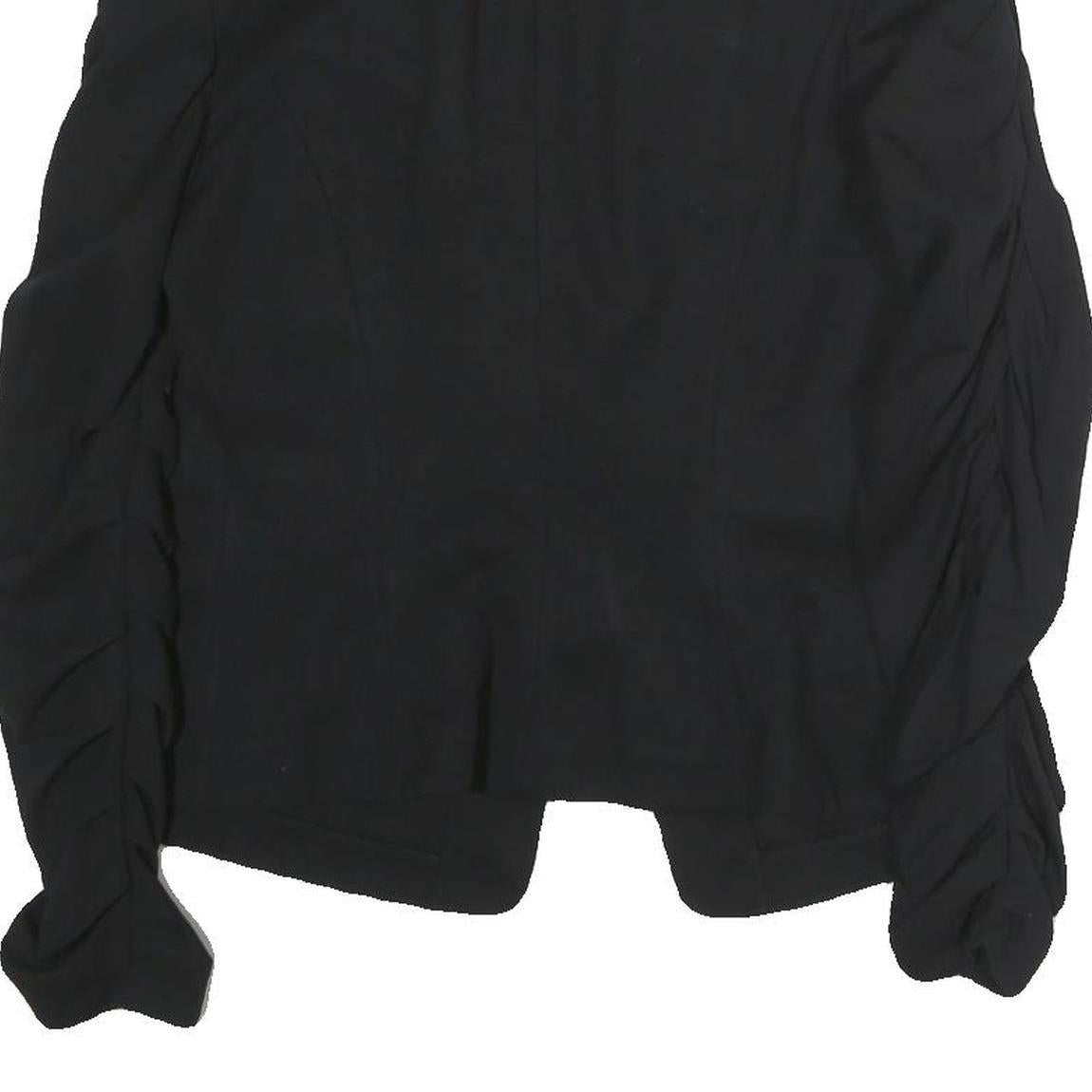 ARMANI COLLEZIONI Womens Black Cotton Jacket M Button Ruched Sleeves Tailored