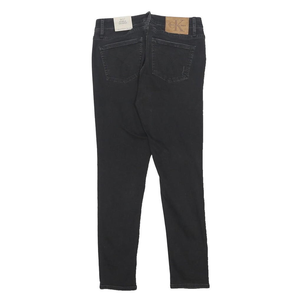 Calvin Klein Womens Slim Black Skinny Denim Jeans W27 L26 Zip Cotton Blend