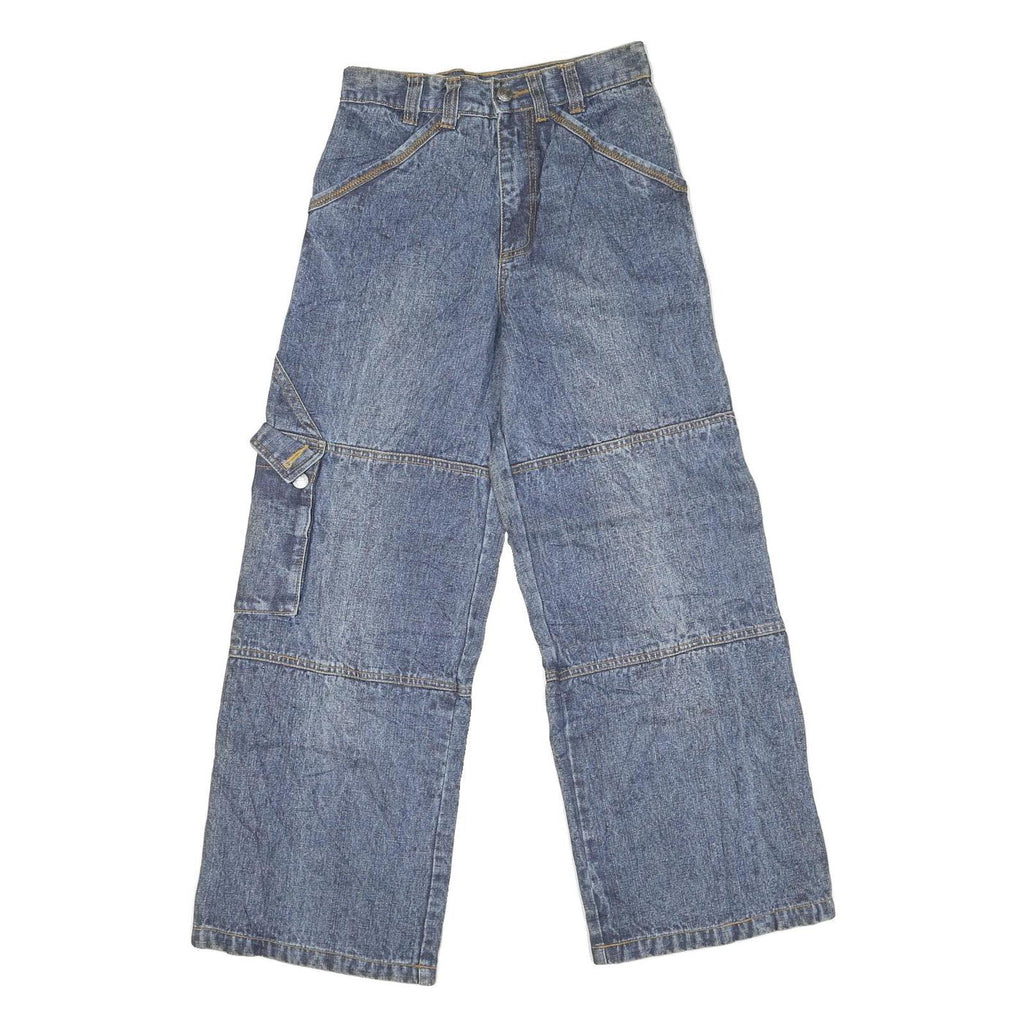 CARTERS Womens Relaxed Blue Denim Jeans W26 L27 Wide Leg Cotton Blend Zip