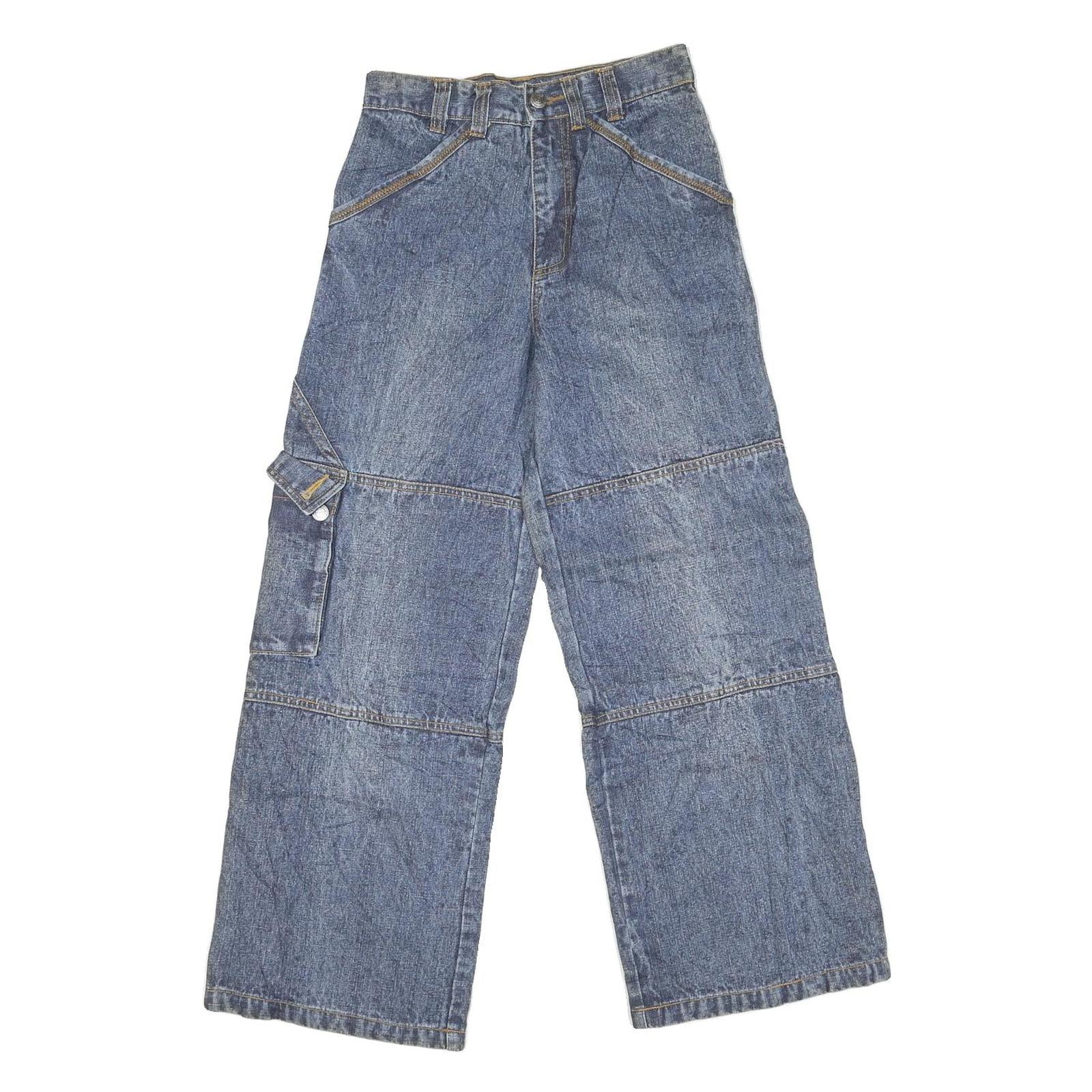 CARTERS Womens Relaxed Blue Denim Jeans W26 L27 Wide Leg Cotton Blend Zip