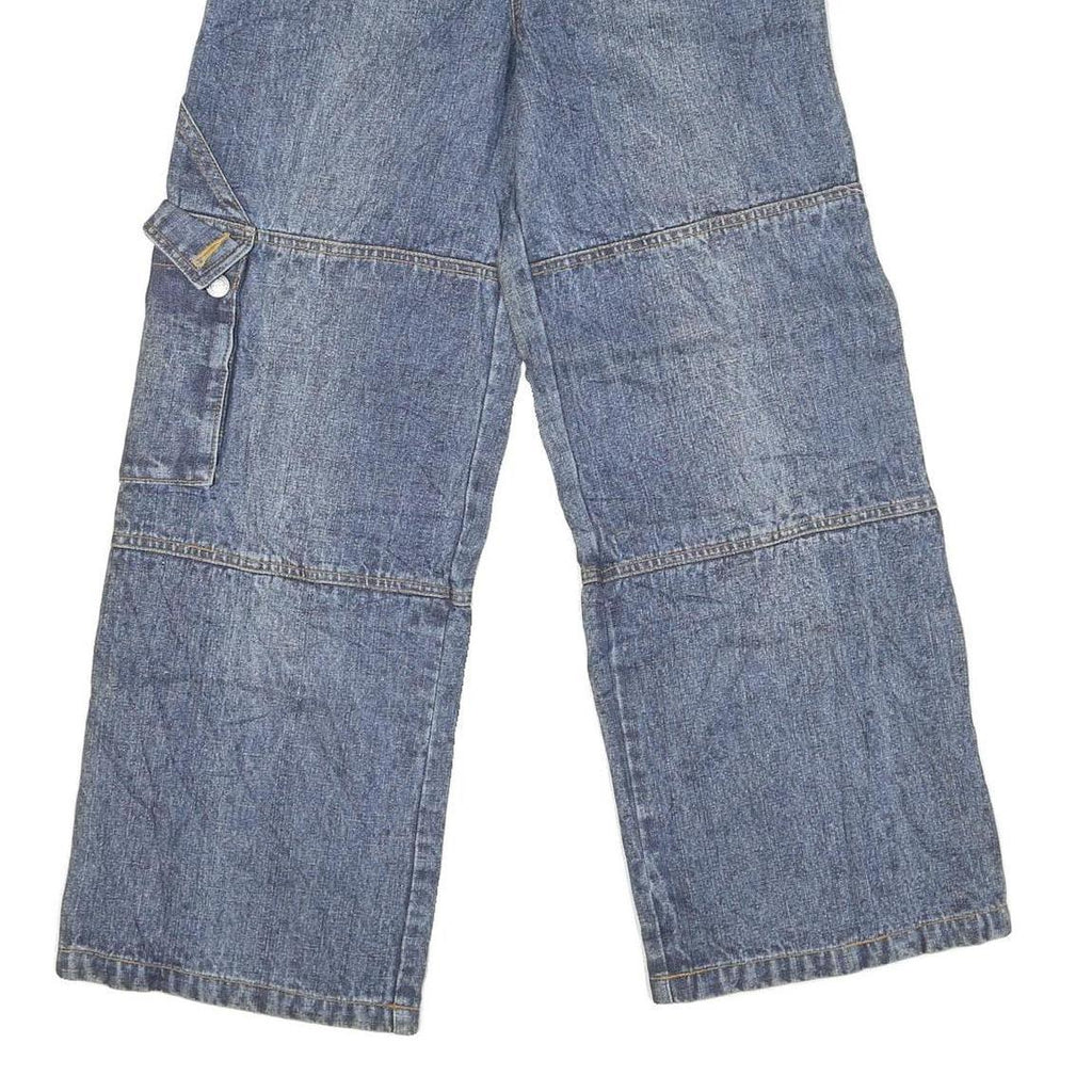 CARTERS Womens Relaxed Blue Denim Jeans W26 L27 Wide Leg Cotton Blend Zip