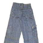 CARTERS Womens Relaxed Blue Denim Jeans W26 L27 Wide Leg Cotton Blend Zip