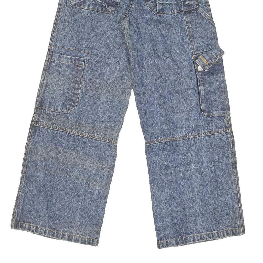 CARTERS Womens Relaxed Blue Denim Jeans W26 L27 Wide Leg Cotton Blend Zip