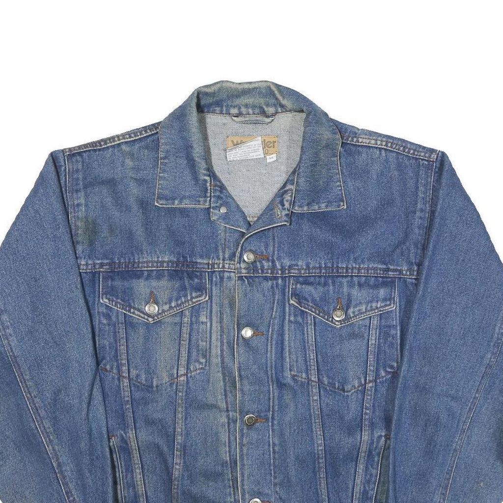 WRANGLER Mens Blue Denim Jacket S Cotton Blend Button Closure Classic Fit Casual